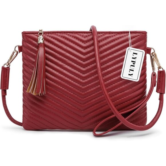 womens small crossbody strap handbag bag Dark Red - Picture 7 of 7